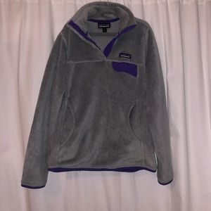 Patagonia Gray and Purple Fleece Jacket